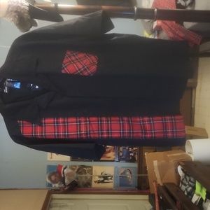 Banned Clothing XXL Black and Red Madras button down shirt